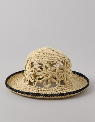 AE Raffia Flower Bucket Hat