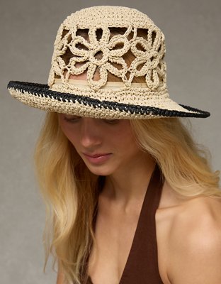 AE Raffia Flower Bucket Hat