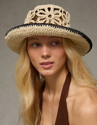 AE Raffia Flower Bucket Hat