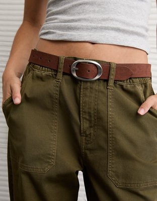 AE Suede Oval Twist-Buckle Belt
