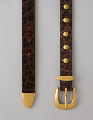 AE Leopard Print Studded Western Belt | American Eagle display picture 3