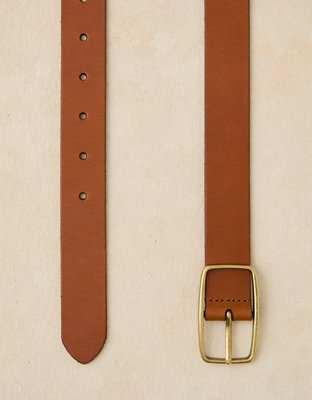 AE Rectangle Buckle Leather Belt | American Eagle display picture 1