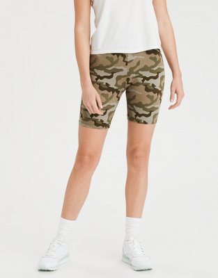 green camo biker shorts