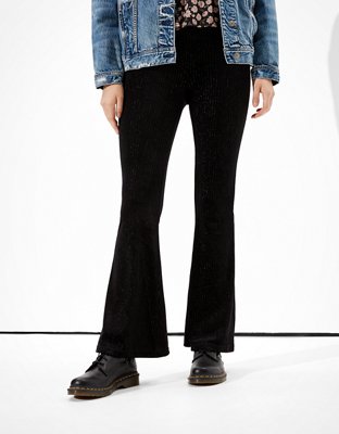 Boot cut leggings in velvet with a high waist - Leggings 