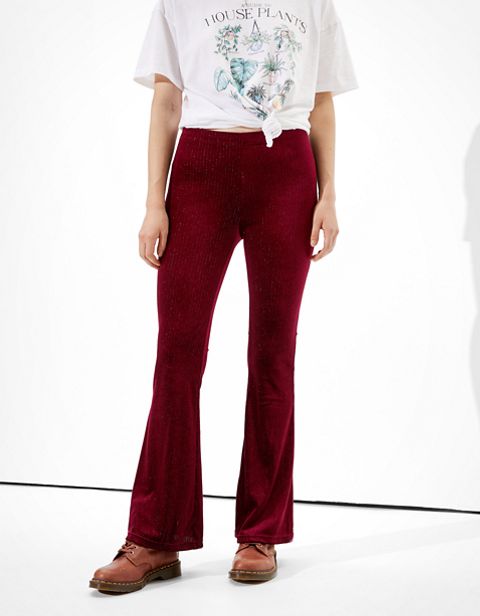 Женские брюки American Eagle AE Velvet Shimmer Super High-Waisted Flare Legging