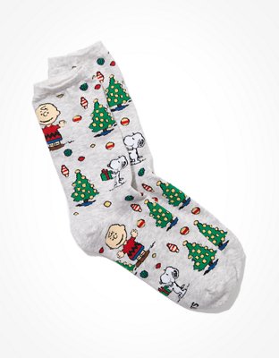 AE Peanuts Christmas Tree Crew Sock