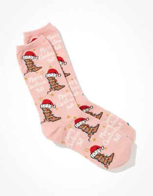 AE Christmas Cowboy Boots  Crew Sock