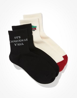 AE Paquete de 2 pares de calcetines Boyfriend de camioneta con árbol de Navidad
