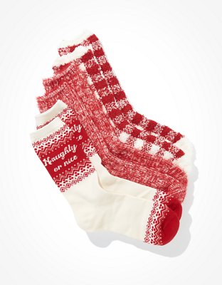 AE Paquete de 3 pares de calcetines largos navideños