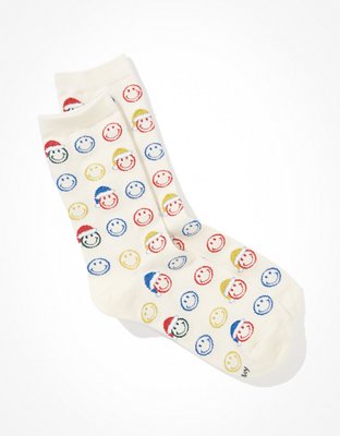 AE Christmas Smiley Crew Socks
