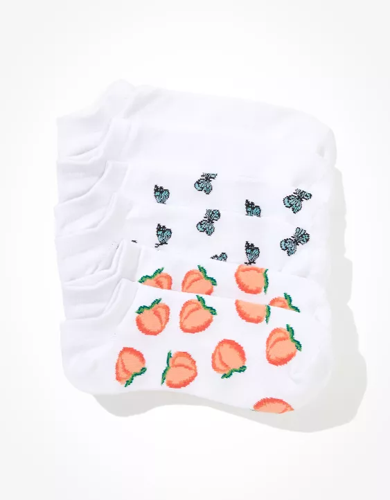 AE Peach & Butterfly Ankle Socks 3-Pack