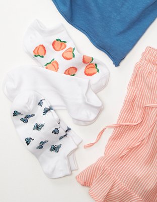 AE Peach & Butterfly Ankle Socks 3-Pack