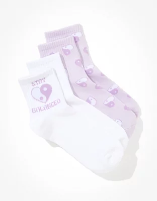 AE Heart Yin & Yang Boyfriend Sock 2-Pack