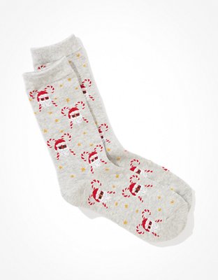 AE Candy Cane Santa Crew Sock