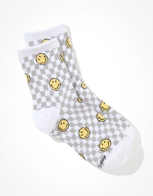 AE Checkered Smiley 90s Crew Sock