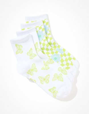 AE Butterfly Checkerboard Boyfriend Sock 2-Pack
