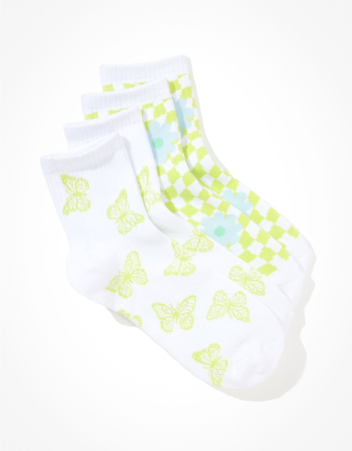 AE Butterfly Checkerboard Boyfriend Sock 2-Pack