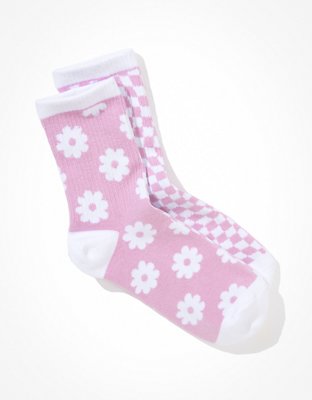 AE Daisy + Checkerboard '90s Crew Sock