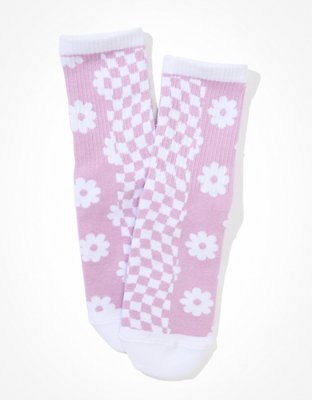 AE Daisy + Checkerboard '90s Crew Sock
