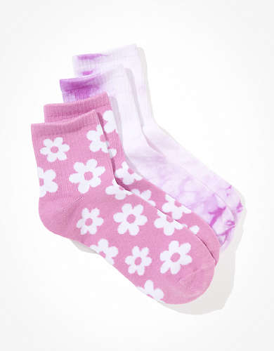 AE Daisy + Tie-Dye Boyfriend Sock 2-Pack