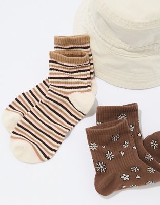 AE Daisy Striped Boyfriend Sock 2-Pack