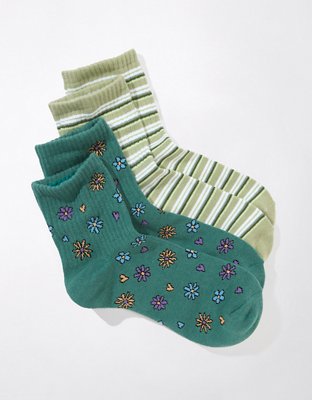AE Daisy Striped Boyfriend Sock 2-Pack