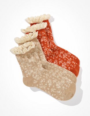 Носки AE Boyfriend, цветочный принт, 2 шт. — American Eagle — фото 3