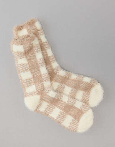 AE Fuzzy Buffalo Plaid Sock
