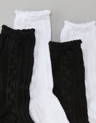 AE Scalloped-Cuff Crew Socks 2-Pack