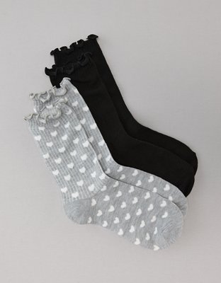 Women's Floral Ruffle Polka Dot Cuff Crew Socks