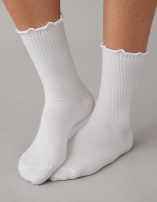 Women' Socks Ruffle Frilly Stretch Hollow White 