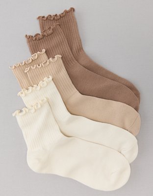 [Off White Lace Trim] Ruffle Ankle Socks