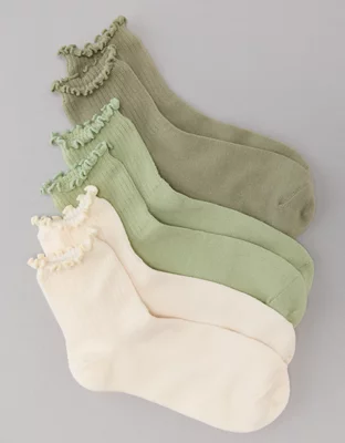 AE Ruffle Trim Boyfriend Sock 3-Pack