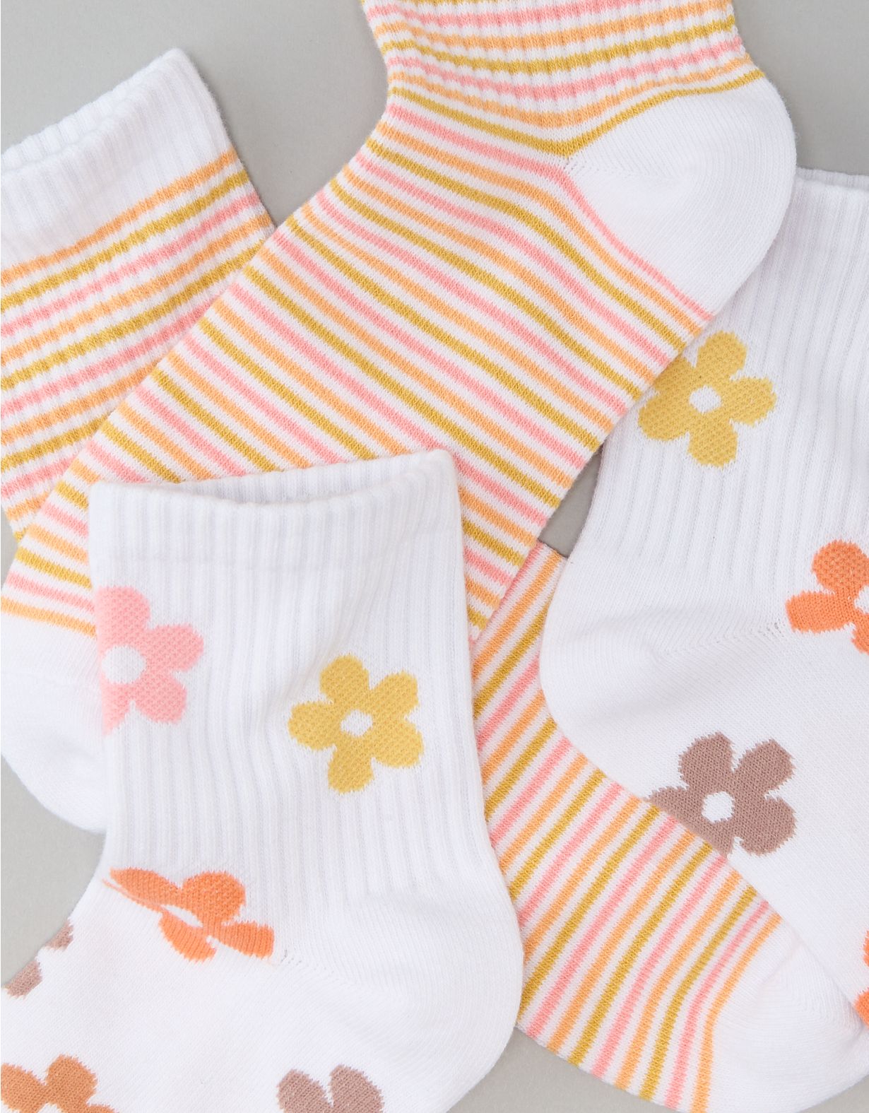 AE Flower & Stripes Boyfriend Socks 2-Pack