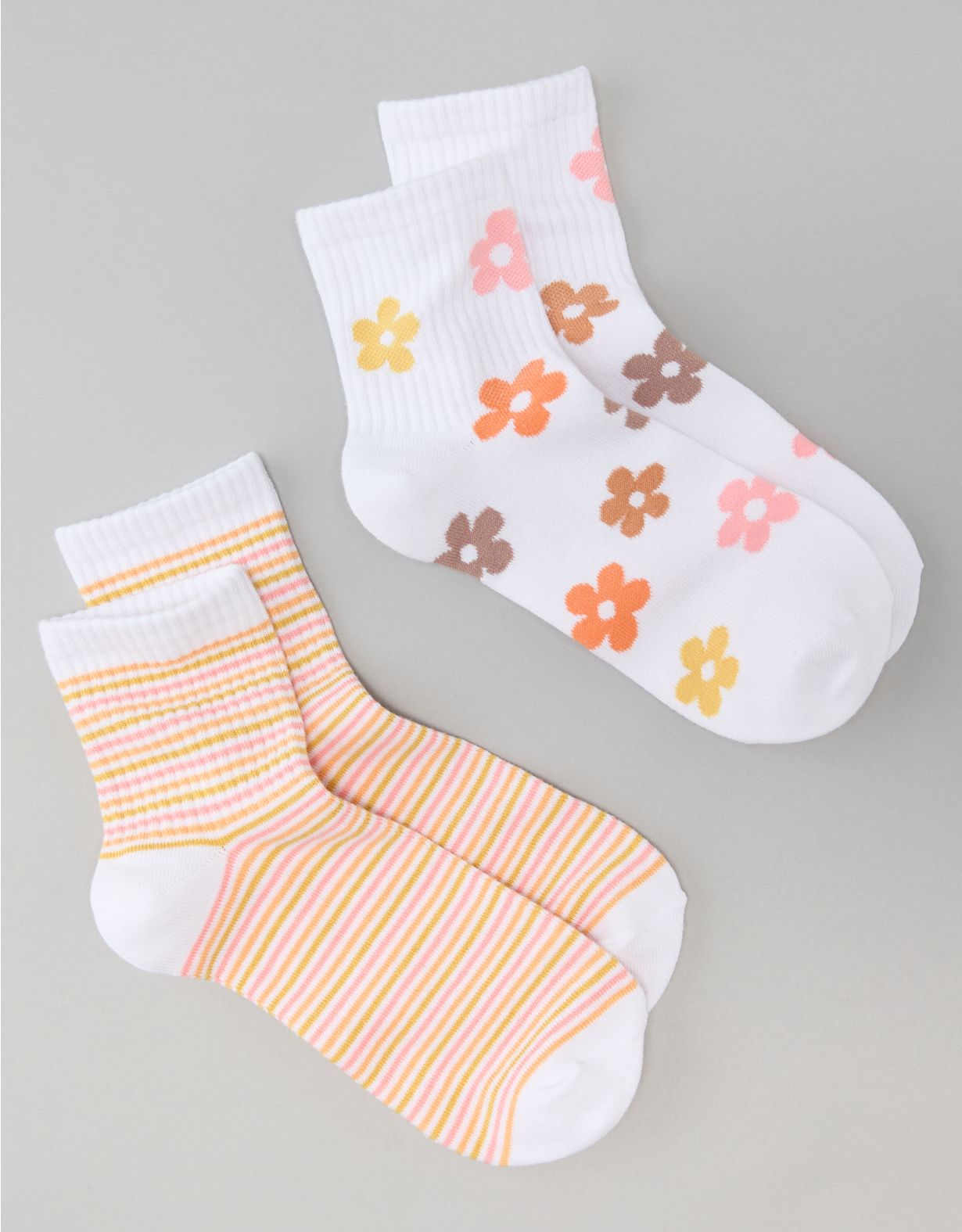 AE Flower & Stripes Boyfriend Socks 2-Pack
