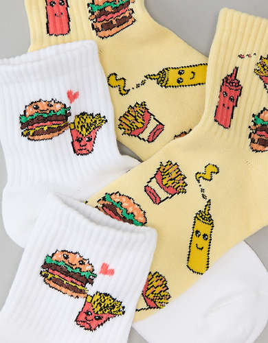 AE Burgers & Fries Boyfriend Sock 2-Pack