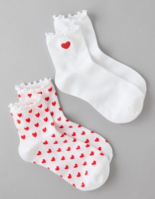 AE Paquete de 2 Pares de Calcetines con Volantes y Corazones