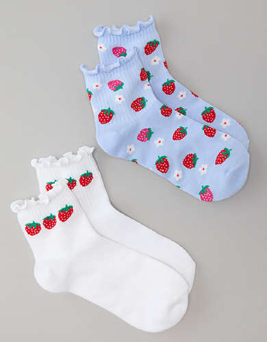 AE Strawberries Boyfriend Socks 2-Pack