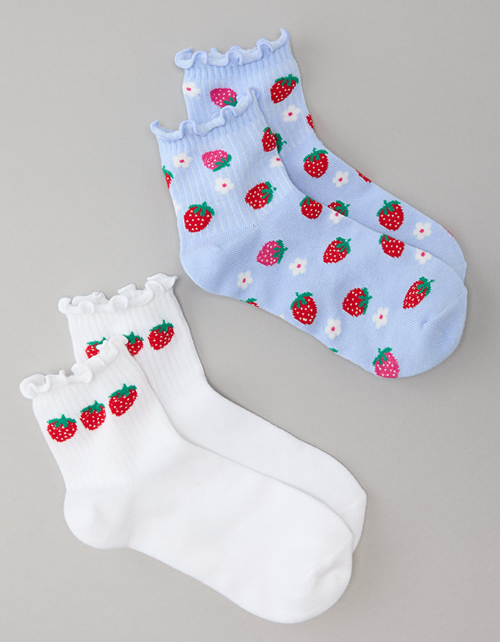 AE Strawberries Boyfriend Socks 2-Pack