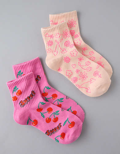 AE Sweet Cherries Boyfriend Socks 2-Pack