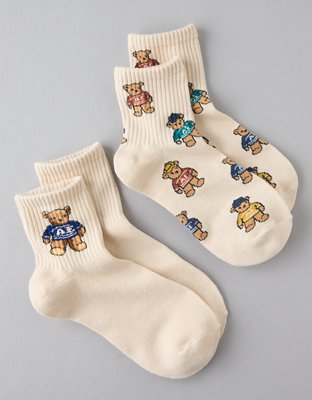 AE Teddy Bear Boyfriend Socks 2-Pack