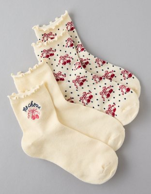 AE Ma Cherie Ruffled Boyfriend Sock 2-Pack