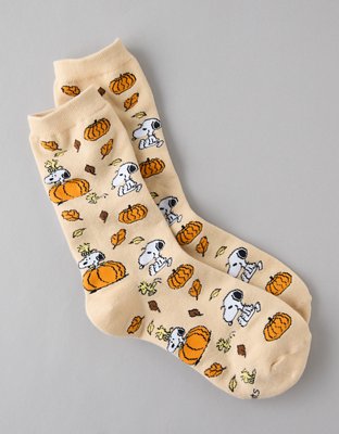 AE Peanuts Fall Pumpkin Crew Socks