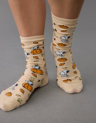 AE Peanuts Fall Pumpkin Crew Socks