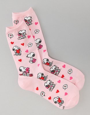 Bioworld Peanuts Snoopy Woodstock Valentines 3 Pack Womens Juniors Ankle  Socks