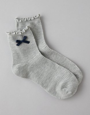 AE Ruffled-Bow Boyfriend Socks