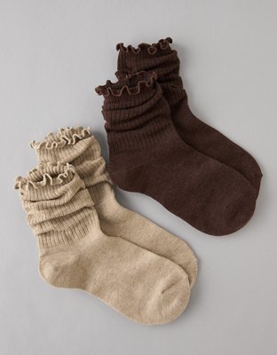 AE Ruffled Crew Socks 2-Pack