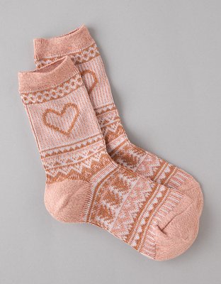 AE Heart Fair Isle Crew Socks