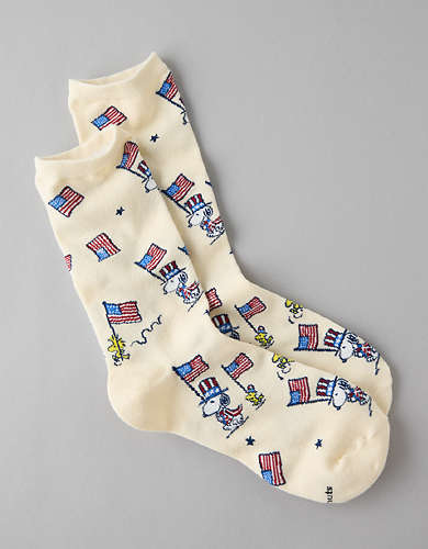 AE Snoopy Flag Crew Socks