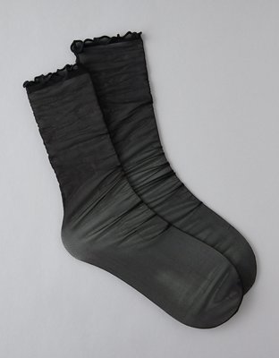 AE Sheer Ruffled Crew Socks